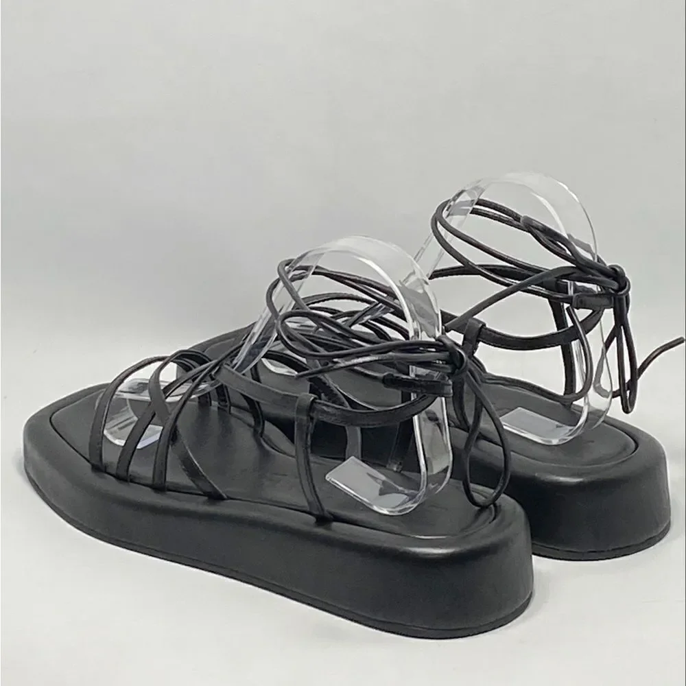 Loeffler Randall Beau Black Wrap Platform Sandal size 9